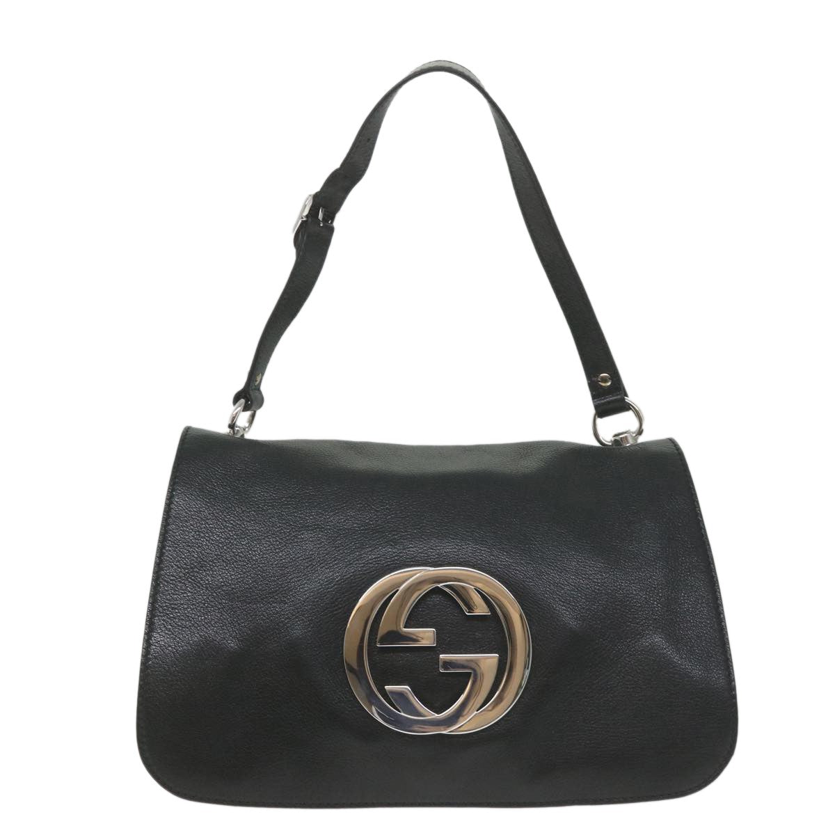 Gucci Blondie Flap Bag Leather Black Leather Shoulder Bag Bag (Authentic Pre-Loved)