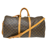 Louis Vuitton Keepall Bandouliere Bag Monogram Canvas Brown Canvas Travel Bag Bag (Pre-Loved)