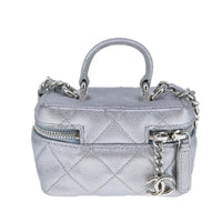 Chanel Classic Vanity Case With Chain Quilted Caviar Silver Leather Shoulder Bag Bag (Pre-Loved)