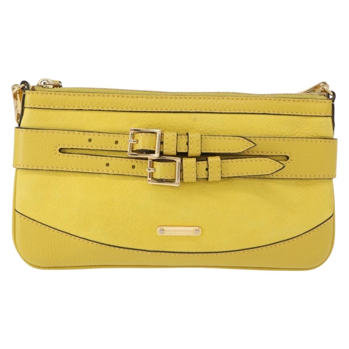 Burberry Vintage Shoulder Bag Leather Yellow Leather Shoulder Bag Bag (Authentic Pre-Loved)