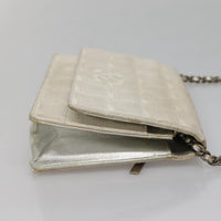 Chanel Travel Line Wallet On Chain Quilted Nylon Silver Nylon Bag (Authentic Pre-Loved)