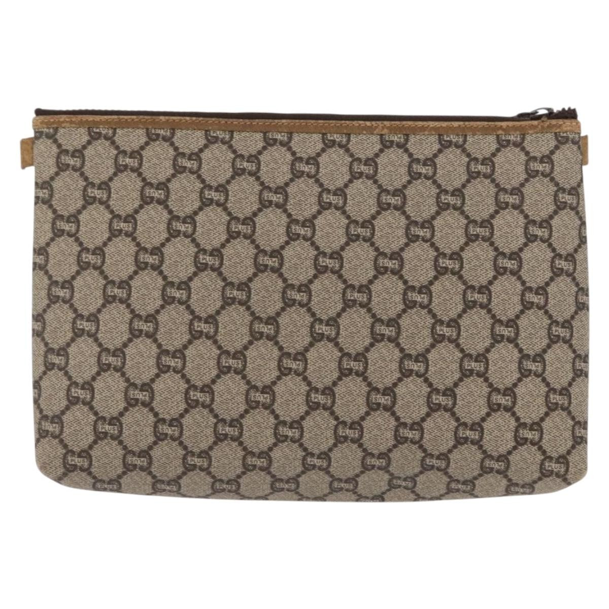 Gucci Gg Plus Supreme Pouch Canvas Beige Canvas Clutche & Pouche Bag (Pre-Loved)