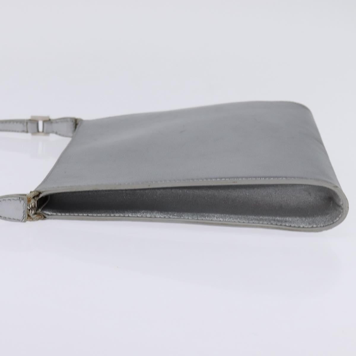 Salvatore Ferragamo Gancini Shoulder Bag Leather Silver Leather Shoulder Bag Bag (Authentic Pre-Loved)