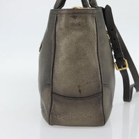 Prada Braided Handle Open Tote Vitello Daino Gold Leather Tote Bag Bag (Authentic Pre-Loved)