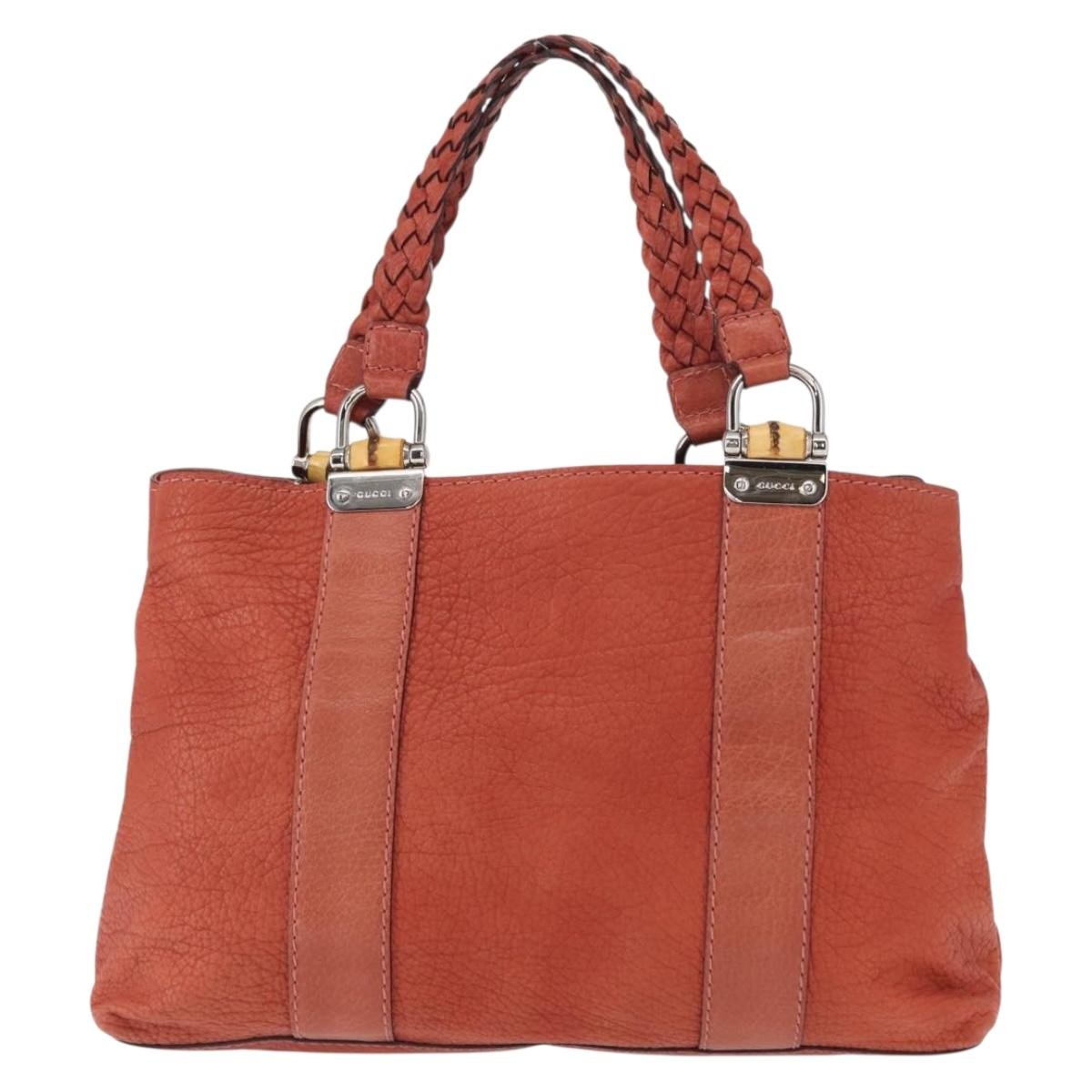 Gucci Vintage Bamboo Handle Bag Leather Red Leather Handbag (Authentic Pre-Loved)