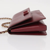 Salvatore Ferragamo Vala Chain Shoulder Bag Leather Burgundy Leather Shoulder Bag Bag (Authentic Pre-Loved)