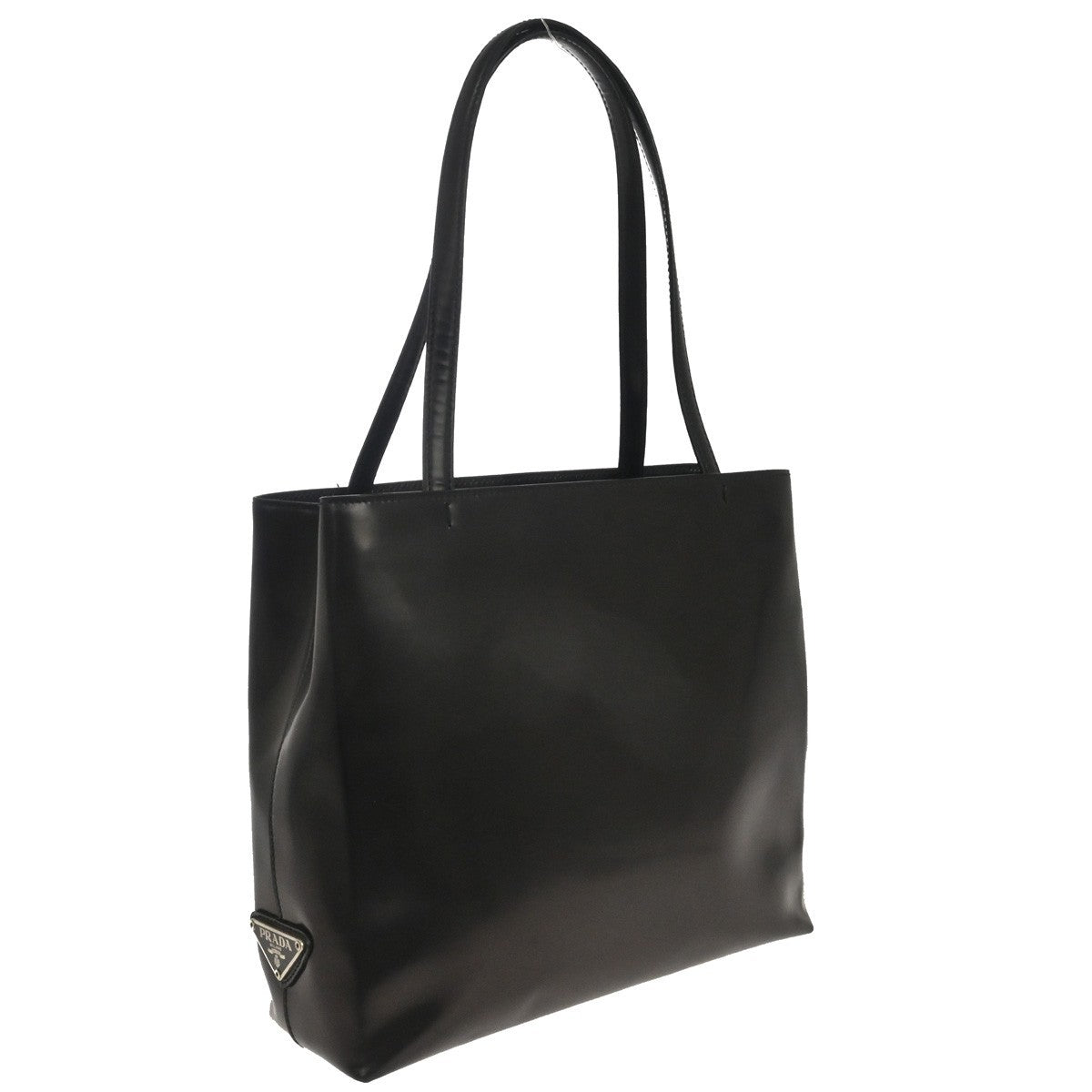 Prada Vintage Tote Leather Black Leather Tote Bag Bag (Pre-Loved)