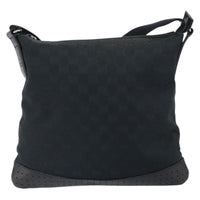 Gucci Zip Messenger Bag Gg Canvas With Perforated Leather Black Canvas Shoulder Bag Bag (Authentic Pre-Loved)