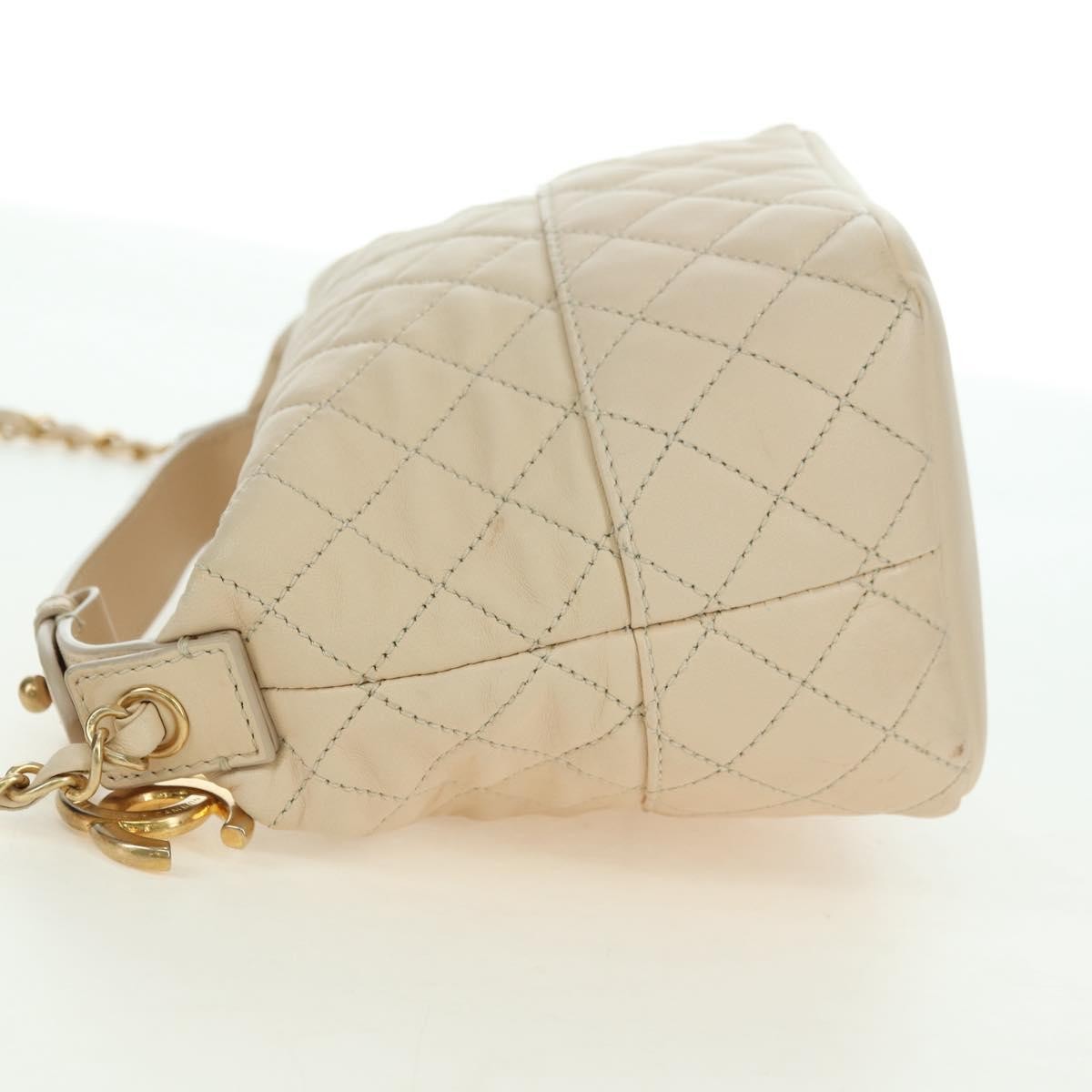 Chanel Cc Charm Zip Hobo Quilted Lambskin Beige Leather Shoulder Bag Bag (Pre-Loved)