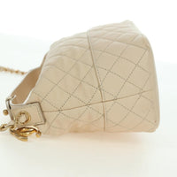 Chanel Cc Charm Zip Hobo Quilted Lambskin Beige Leather Shoulder Bag Bag (Pre-Loved)