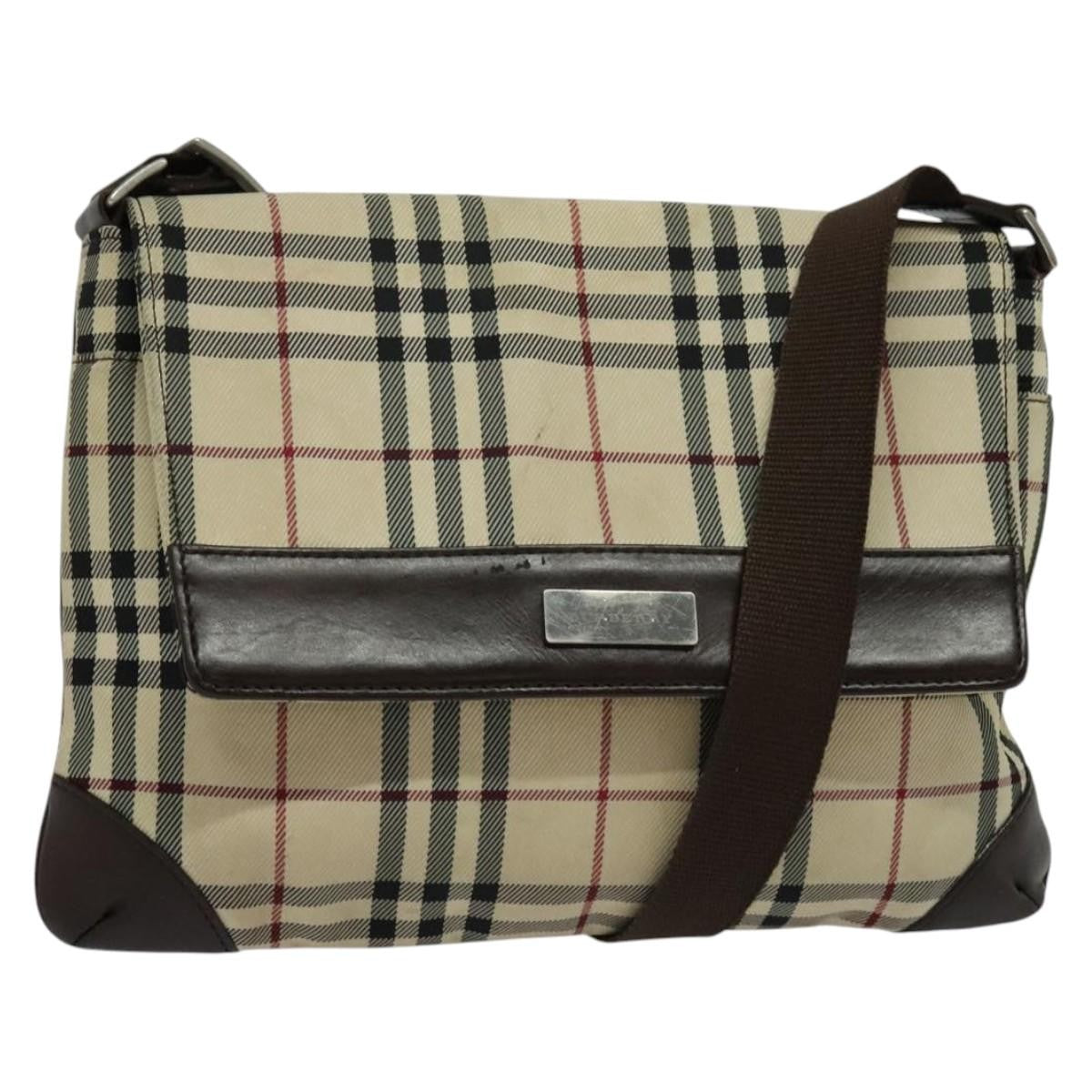 Burberry Vintage Flap Crossbody Bag Haymarket Canvas Beige Nylon Shoulder Bag Bag (Authentic Pre-Loved)