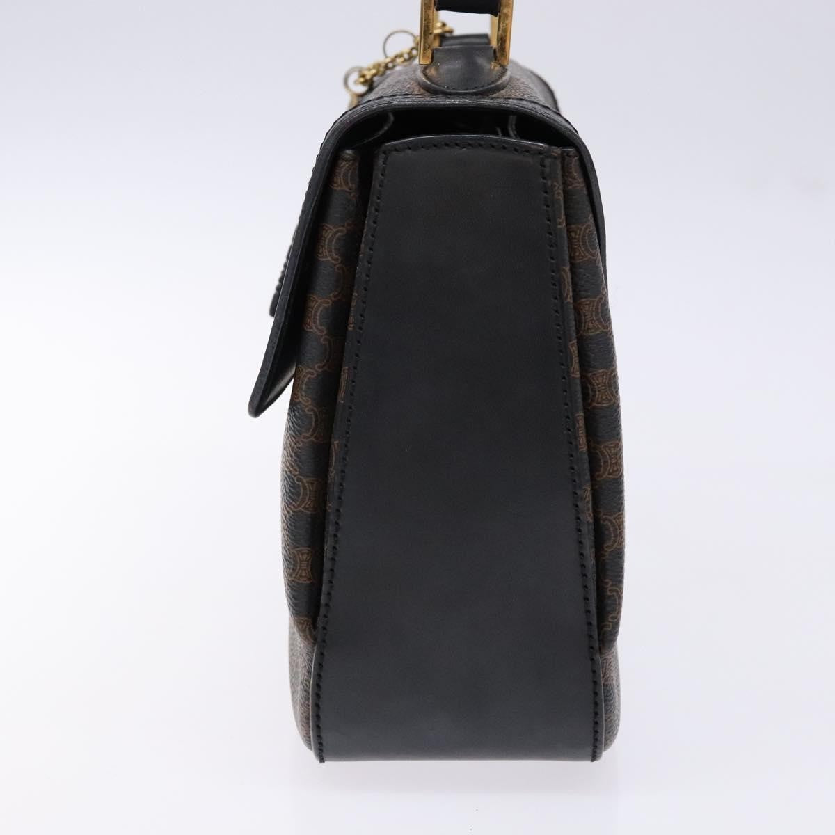 Celine Vintage Convertible Top Handle Bag Macadam Coated Canvas Black Canvas Handbag (Authentic Pre-Loved)