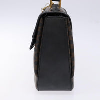 Celine Vintage Convertible Top Handle Bag Macadam Coated Canvas Black Canvas Handbag (Authentic Pre-Loved)