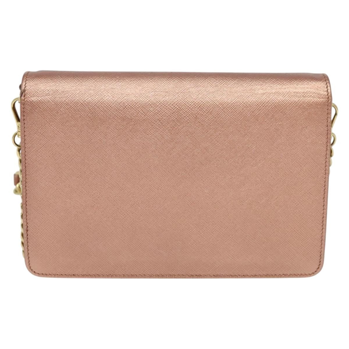 Prada Monochrome Chain Flap Bag Saffiano Leather Pink Leather Shoulder Bag Bag (Pre-Loved)