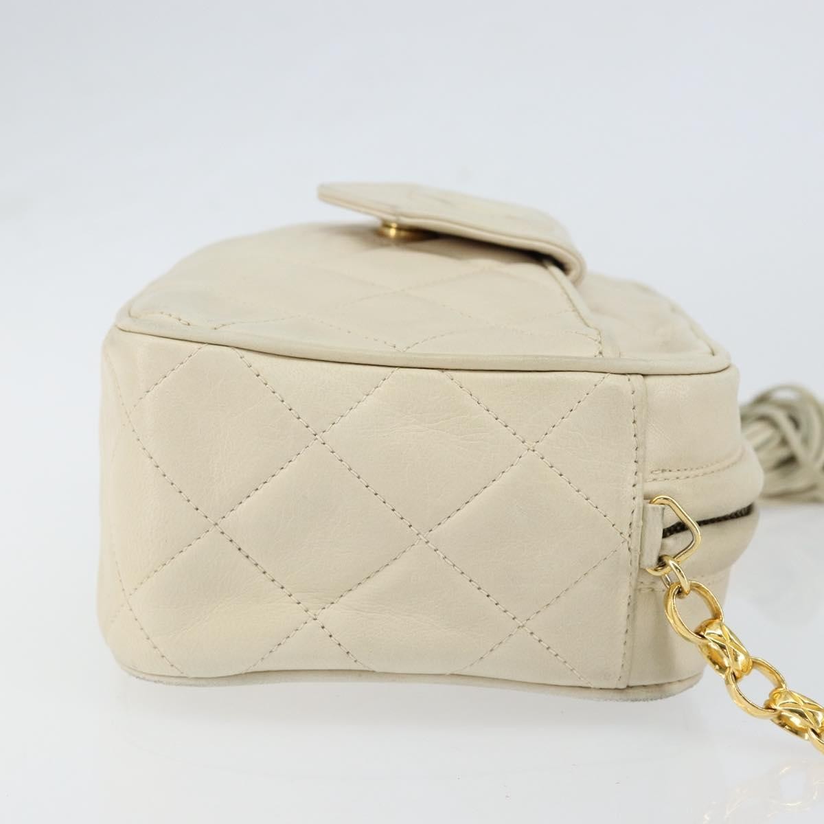 Chanel Vintage Front Pocket Camera Bag Quilted Lambskin Beige Leather Shoulder Bag Bag (Authentic Pre-Loved)