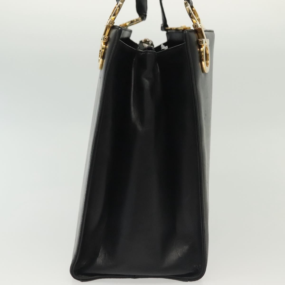 Salvatore Ferragamo Gancini Shoulder Bag Leather Black Leather Shoulder Bag Bag (Pre-Loved)