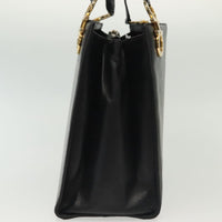 Salvatore Ferragamo Gancini Shoulder Bag Leather Black Leather Shoulder Bag Bag (Pre-Loved)