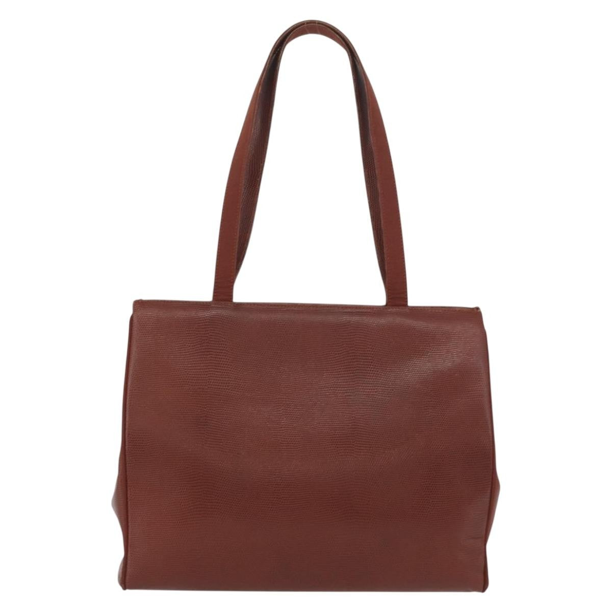 Salvatore Ferragamo Vala Tote Embossed Leather Brown Leather Tote Bag Bag (Pre-Loved)