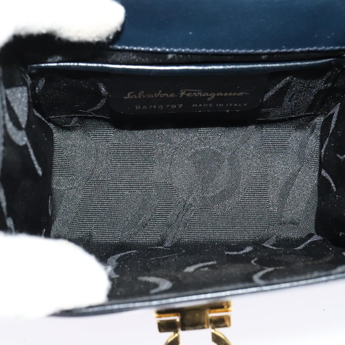 Salvatore Ferragamo Gancini Flap Shoulder Bag Leather Black Leather Shoulder Bag Bag (Authentic Pre-Loved)