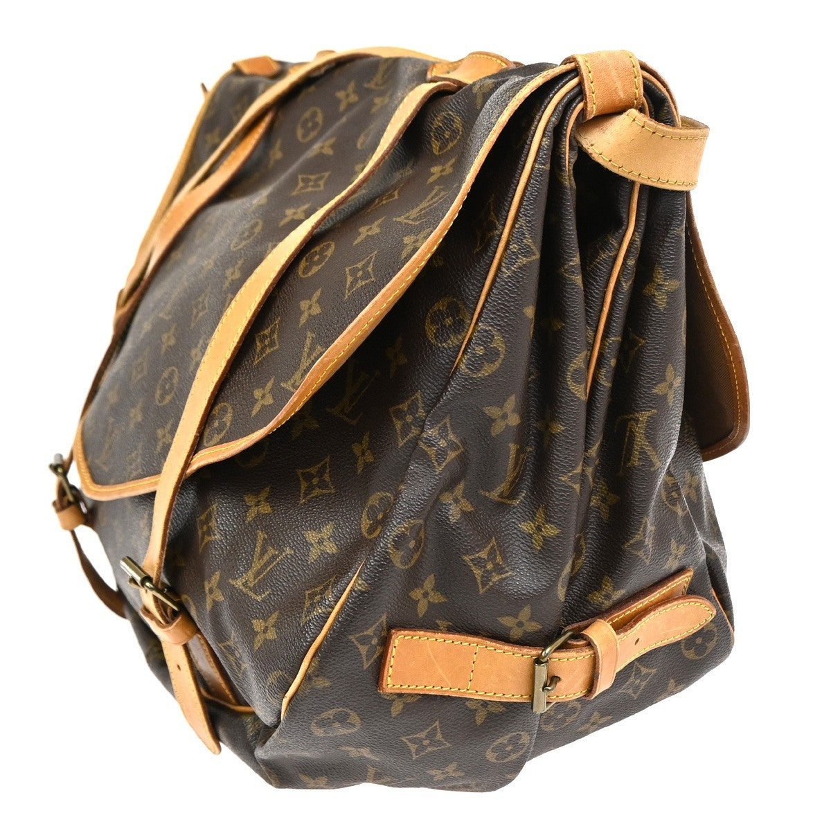 Louis Vuitton Louis Vuitton Saumur Handbag Monogram Canvas Brown Leather Shoulder Bag Bag (Pre-Loved)