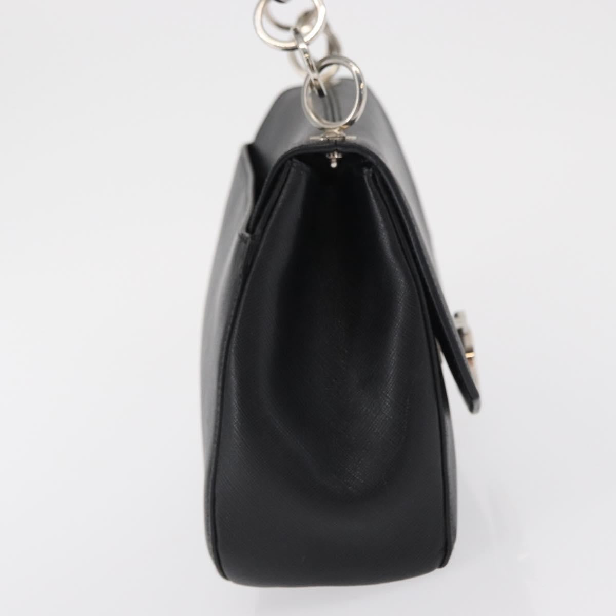 Salvatore Ferragamo Gancini Shoulder Bag Leather Black Leather Shoulder Bag Bag (Pre-Loved)
