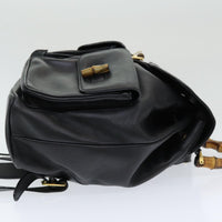 Gucci Vintage Bamboo Backpack Leather Black Leather Backpack Bag (Authentic Pre-Loved)