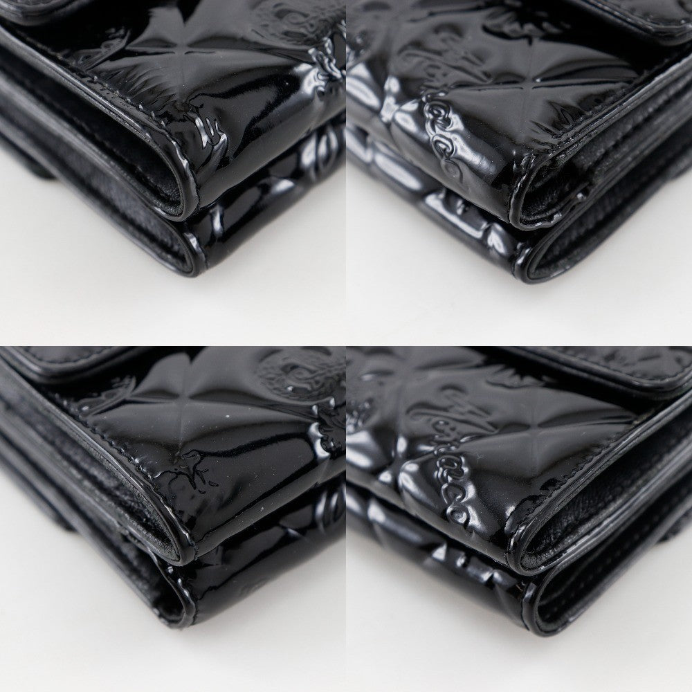Chanel Bi-Fold Wallet Quilted Patent Black Patent_Leather Wallets Accessory (Authentic Pre-Loved)