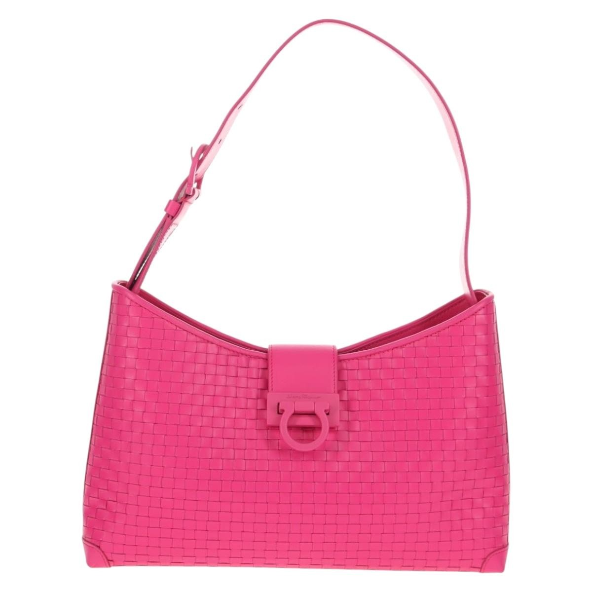 Salvatore Ferragamo Gancini Shoulder Bag Leather Pink Leather Shoulder Bag Bag (Pre-Loved)