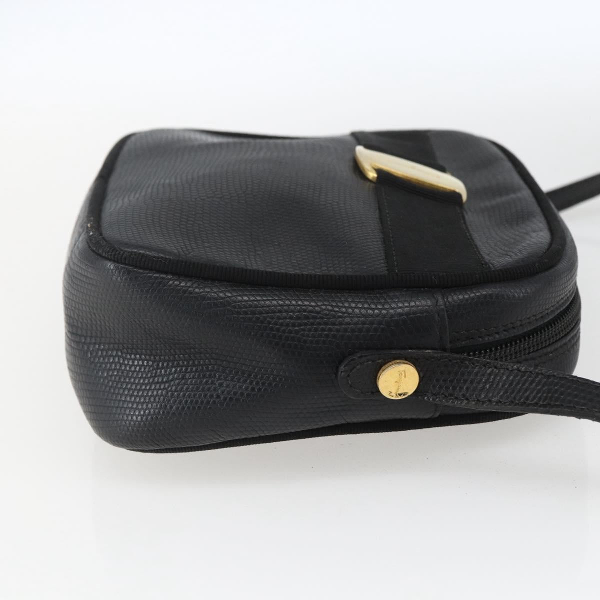 Salvatore Ferragamo Vala Shoulder Bag Leather Black Leather Shoulder Bag Bag (Authentic Pre-Loved)