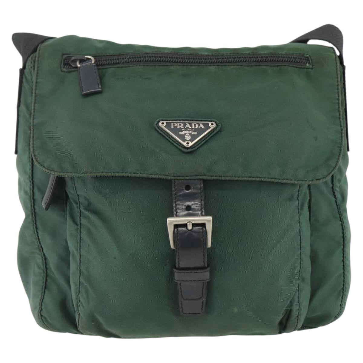 Prada Buckle Messenger Bag Tessuto Green Nylon Shoulder Bag Bag (Authentic Pre-Loved)