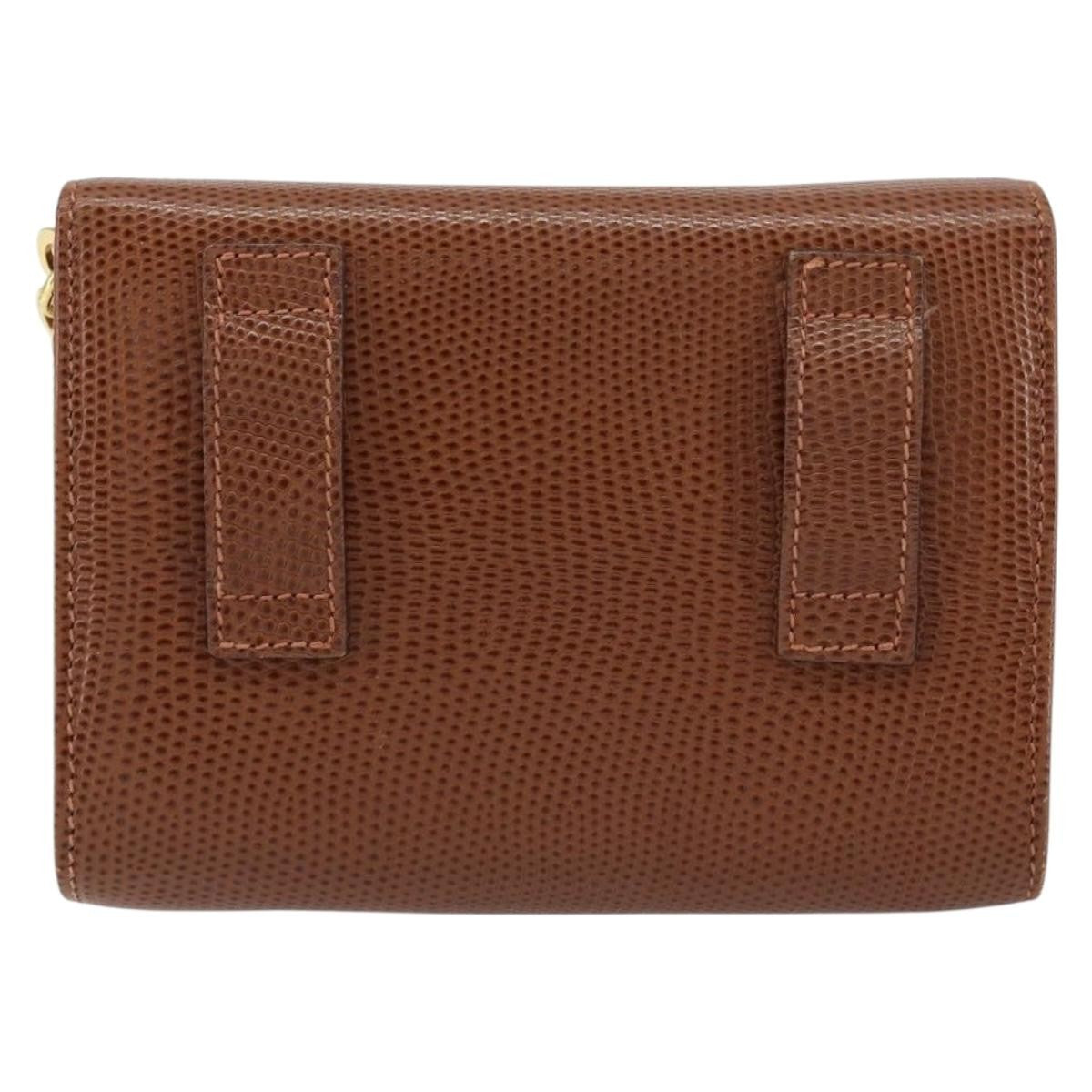 Salvatore Ferragamo Vala Shoulder Bag Embossed Leather Brown Leather Shoulder Bag Bag (Pre-Loved)