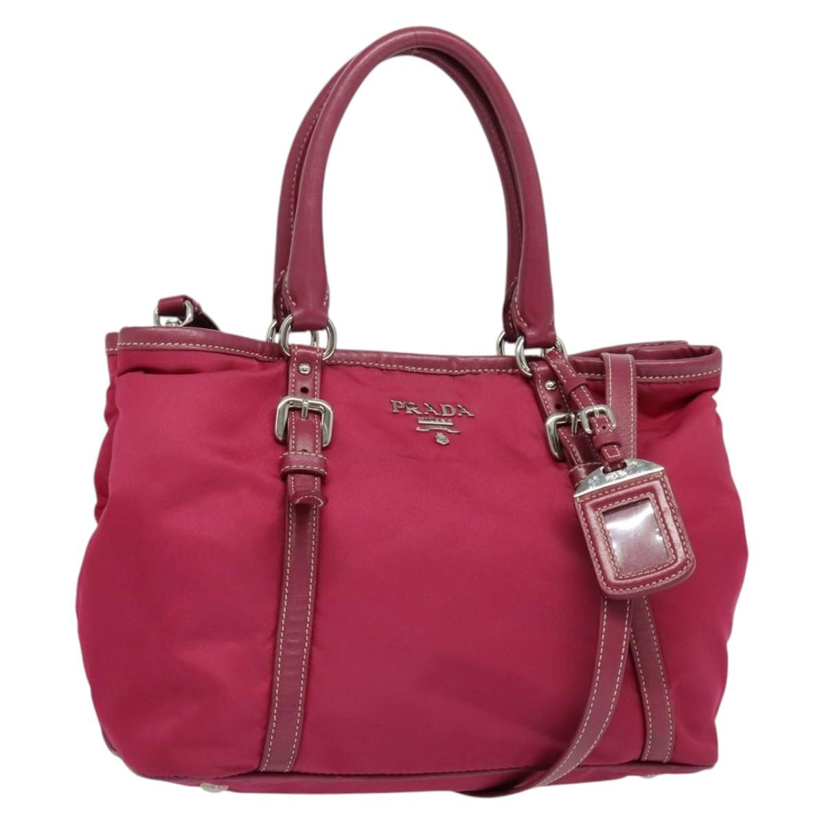 Prada Convertible Belted Hobo Tessuto With Leather Pink Nylon Tote Bag Bag (Authentic Pre-Loved)