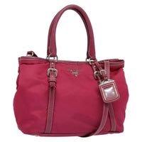 Prada Convertible Belted Hobo Tessuto With Leather Pink Nylon Tote Bag Bag (Authentic Pre-Loved)