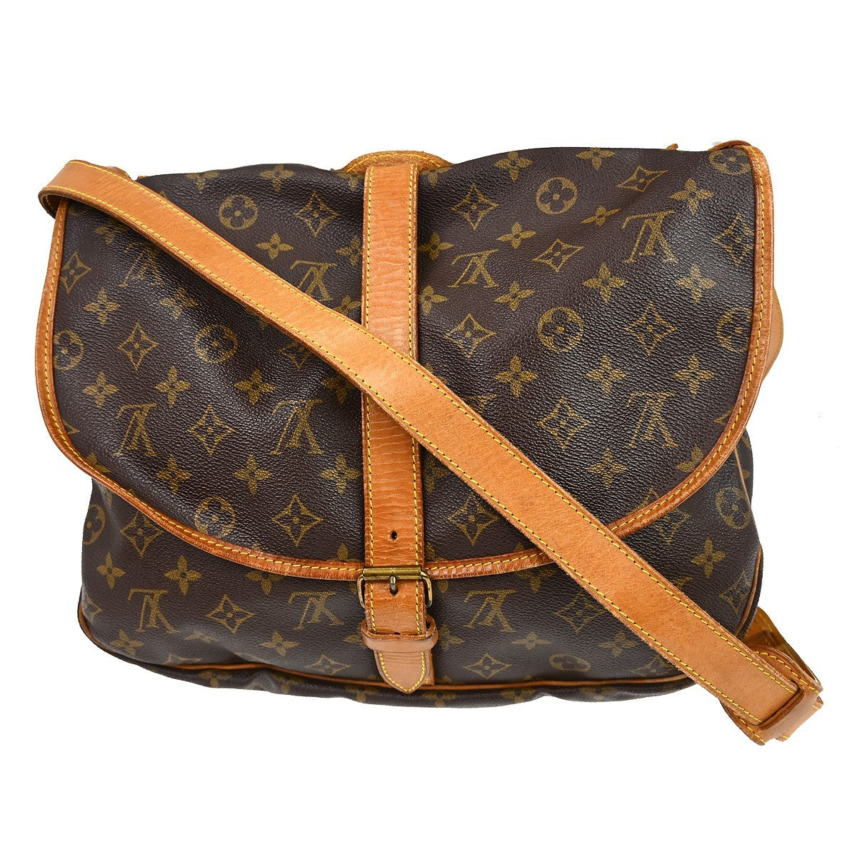 Louis Vuitton Louis Vuitton Saumur Handbag Monogram Canvas Brown Canvas Shoulder Bag Bag (Authentic Pre-Loved)