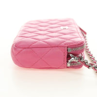 Chanel Double Zip Clutch With Chain Quilted Lambskin Pink Leather Shoulder Bag Bag (Authentic Pre-Loved)