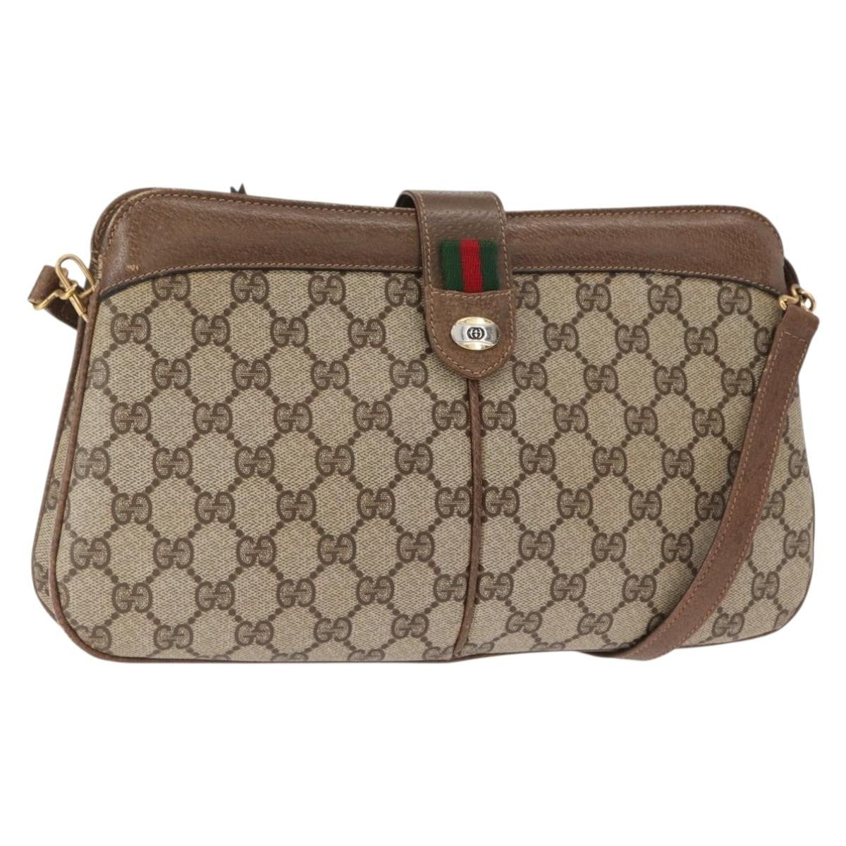 Gucci Vintage Shoulder Bag Gg Coated Canvas Beige Pvc Shoulder Bag Bag (Authentic Pre-Loved)