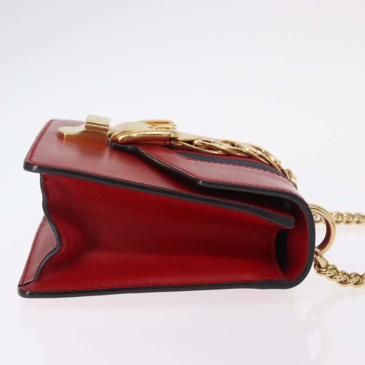 Gucci Sylvie Chain Shoulder Bag Leather Red Leather Shoulder Bag Bag (Pre-Loved)