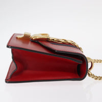 Gucci Sylvie Chain Shoulder Bag Leather Red Leather Shoulder Bag Bag (Pre-Loved)