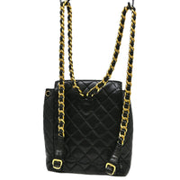 Chanel Duma Drawstring Backpack Quilted Leather Black Leather Backpack Bag (Authentic Pre-Loved)