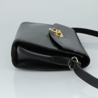 Salvatore Ferragamo Gancini Flap Shoulder Bag Leather Black Leather Shoulder Bag Bag (Authentic Pre-Loved)