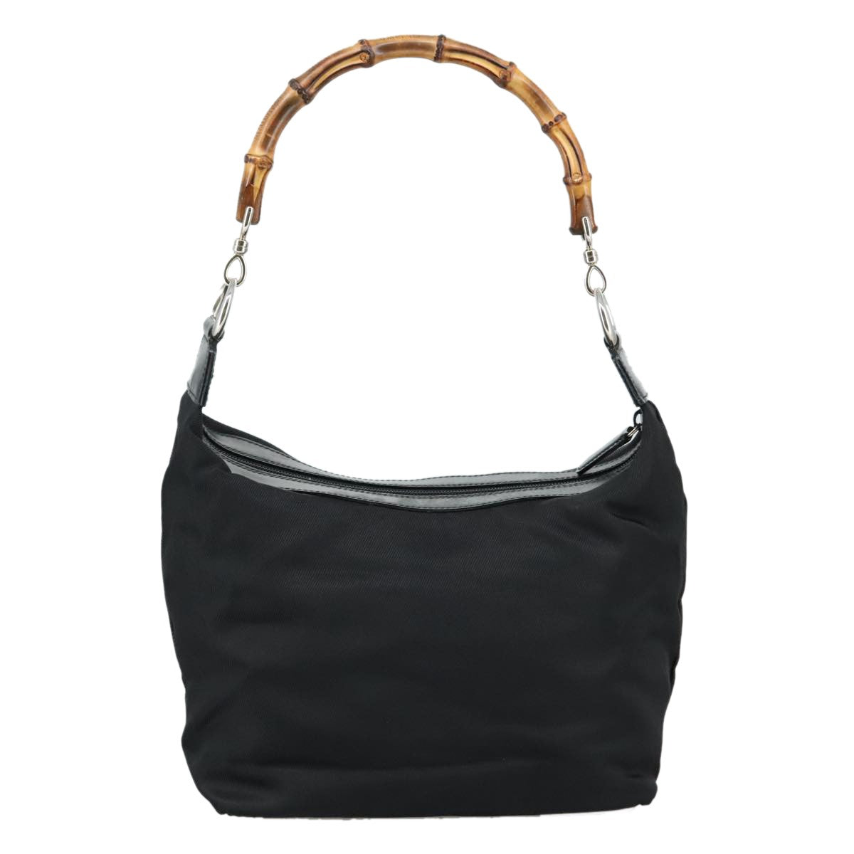 Gucci Vintage Bamboo Handle Bag Nylon Black Nylon Handbag (Pre-Loved)