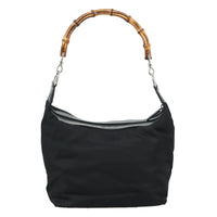 Gucci Vintage Bamboo Handle Bag Nylon Black Nylon Handbag (Pre-Loved)