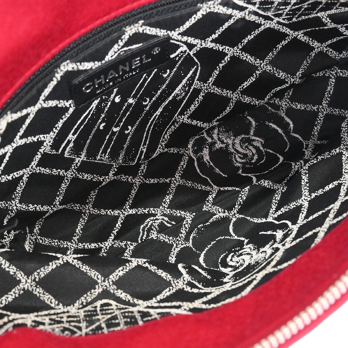 Chanel Vintage Chain Shoulder Bag Cotton Red Cotton Shoulder Bag Bag (Authentic Pre-Loved)