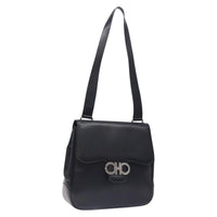 Salvatore Ferragamo Gancini Shoulder Bag Leather Black Leather Shoulder Bag Bag (Authentic Pre-Loved)