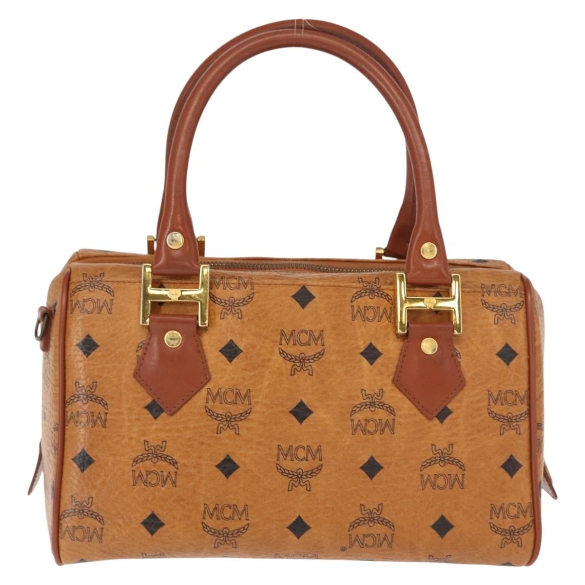 MCM Visetos Logogramme Handbag Canvas And Leather Brown Pvc Handbag (Authentic Pre-Loved)
