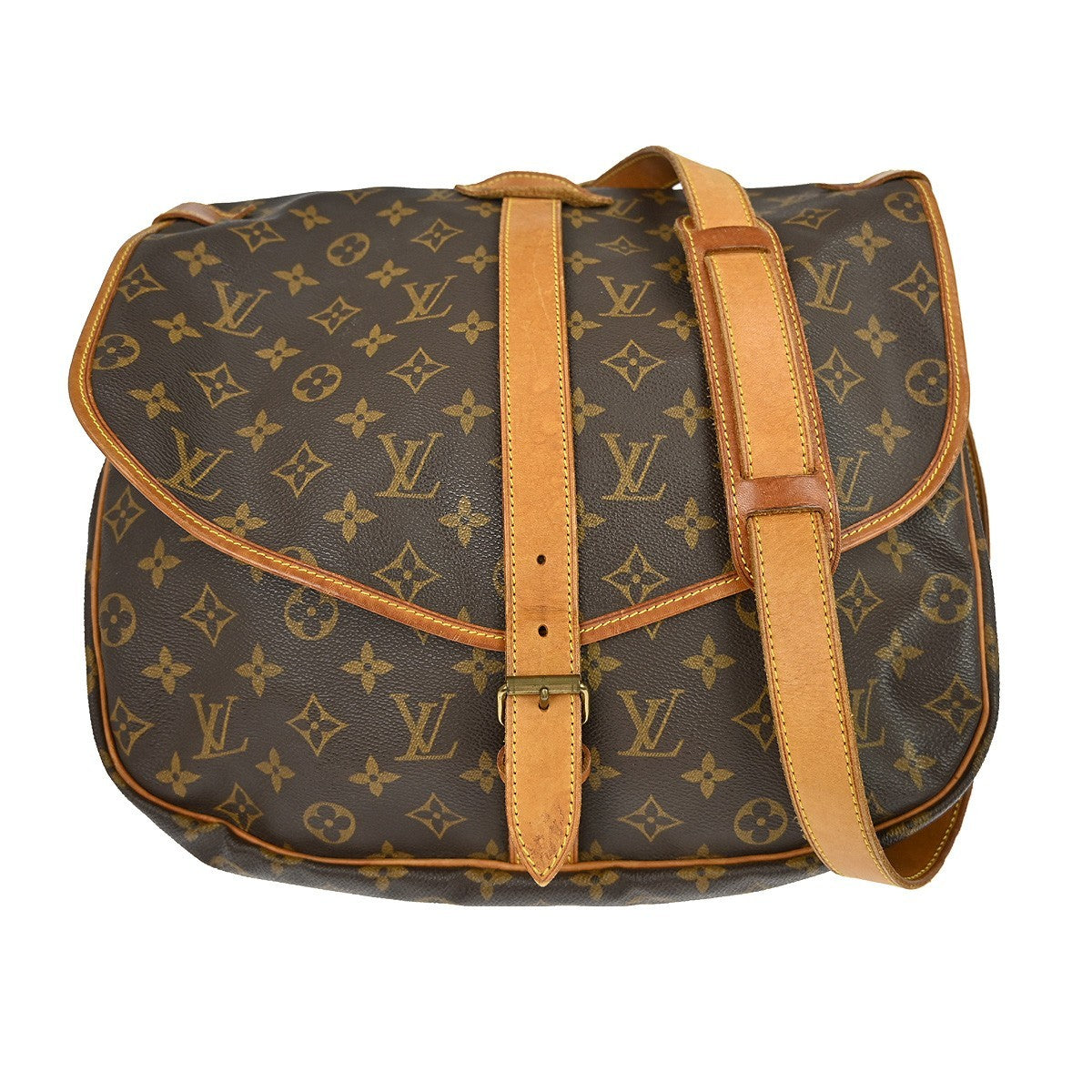 Louis Vuitton Saumur Handbag Monogram Canvas Brown Canvas Shoulder Bag Bag (Pre-Loved)