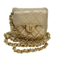 Chanel Vintage Square Cc Flap Bag Quilted Leather Gold Leather Shoulder Bag Bag (Authentic Pre-Loved)