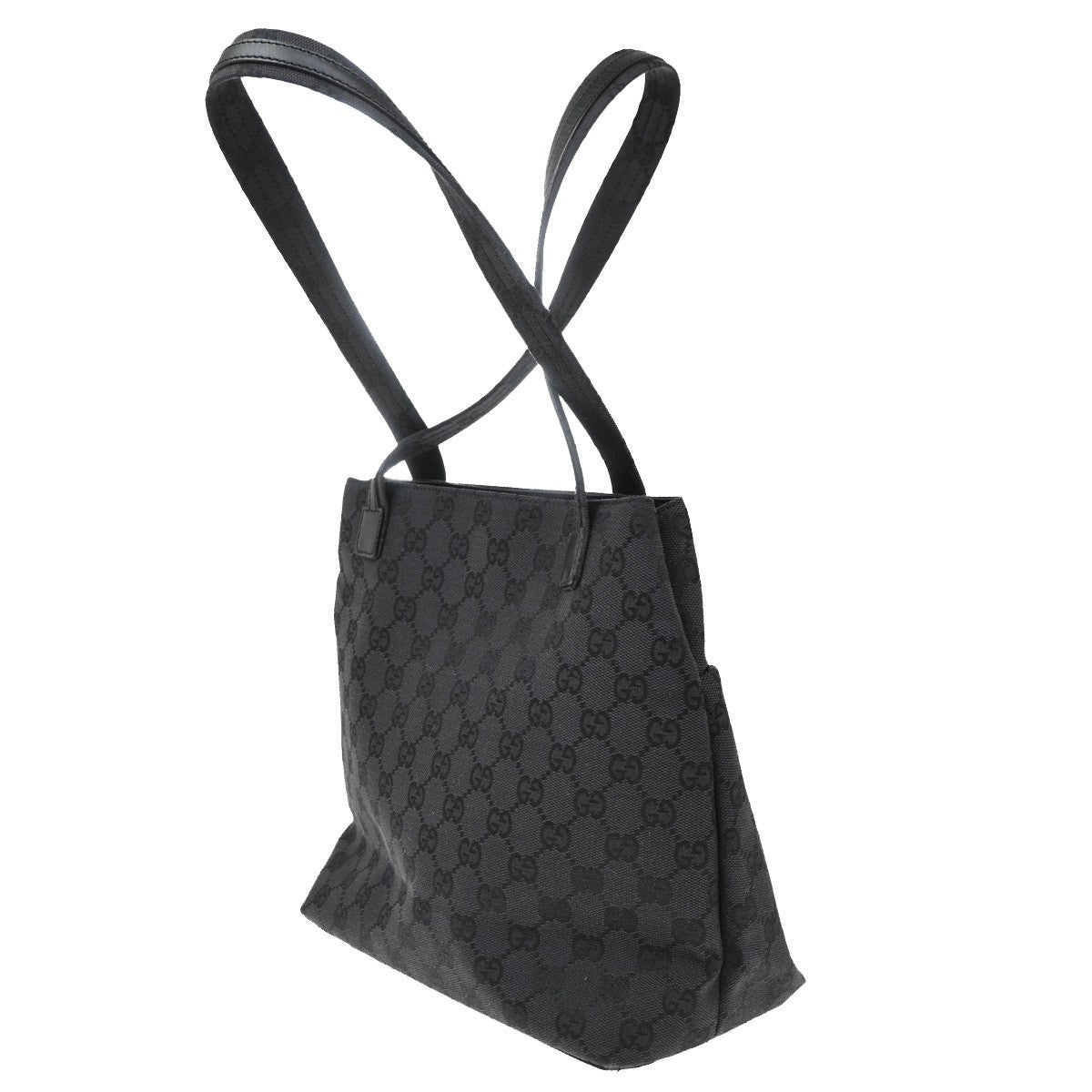 Gucci Double Pocket Tote Gg Canvas Black Canvas Tote Bag Bag (Pre-Loved)