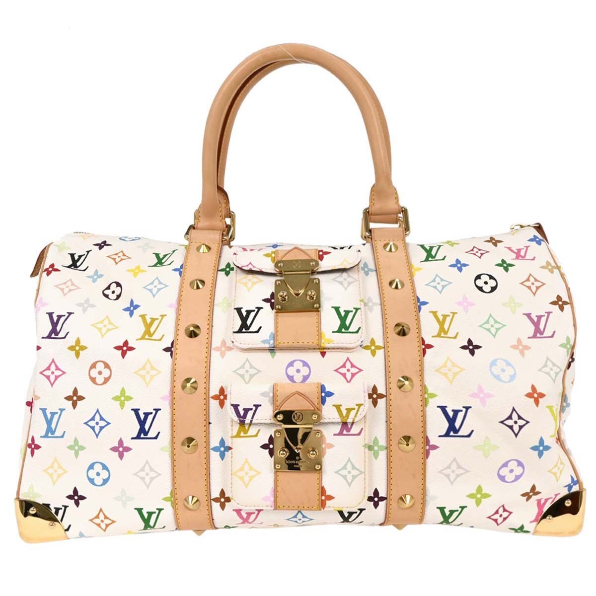 Louis Vuitton Keepall Bag Monogram Multicolor White Canvas Travel Bag Bag (Authentic Pre-Loved)