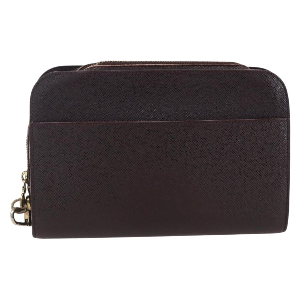 Louis Vuitton Pochette Baikal Clutch Taiga Leather Burgundy Leather Clutche & Pouche Bag (Authentic Pre-Loved)
